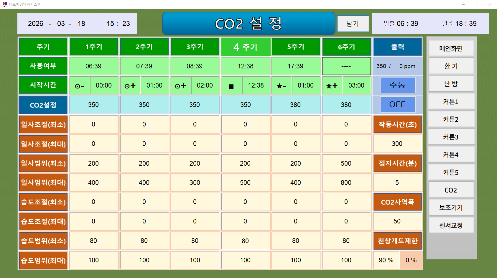 NEO-1000 8장 CO2 설정 화면 구성 이미지 1
